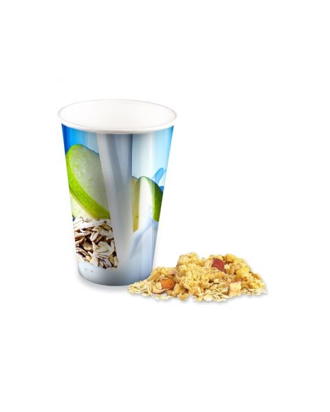 50 g Bio Porridge Apfel-Zimt im Werbebecher mit Werbedruck