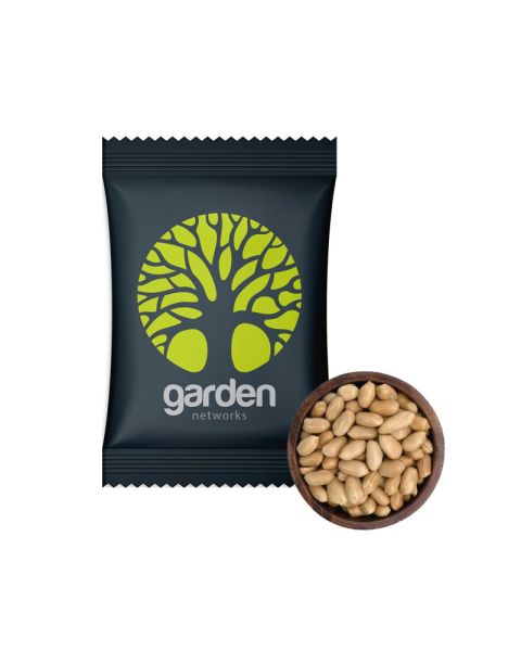 Jumbo Erdnüsse geröstet & gesalzen im Flowpack mit Werbedruck 4-farbig