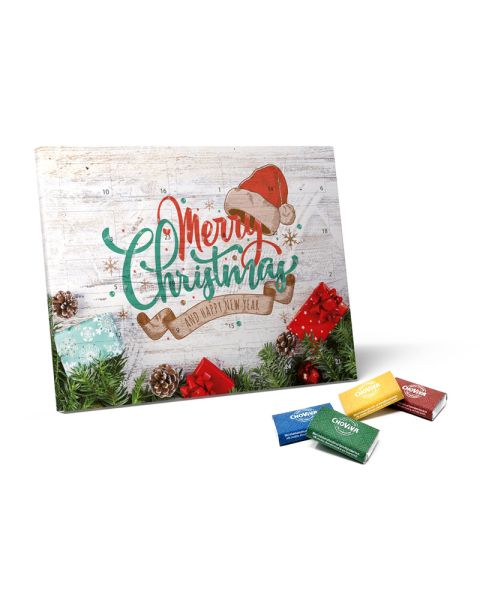 ChoViva Advent calendar made from 100% cardboard with logo print