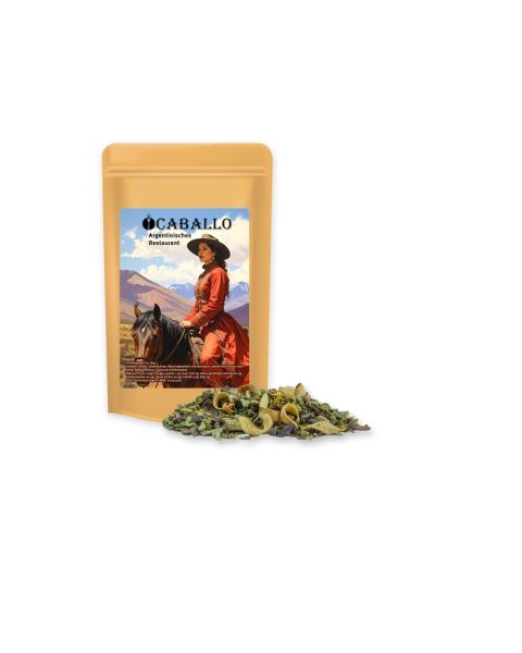 15 g Matetee Orange im Mini Doypack mit Werbeetikett