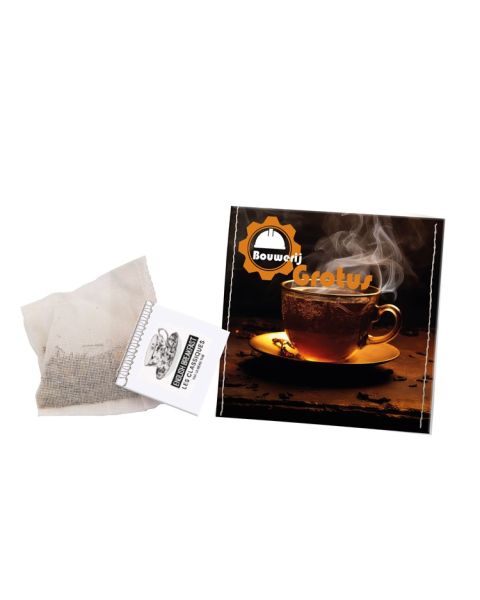 English breakfast Tee Beutel mit Papierumschlag mit Werbedruck