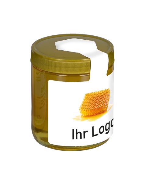 500 g acacia honey in a jar with wing label and advertising print