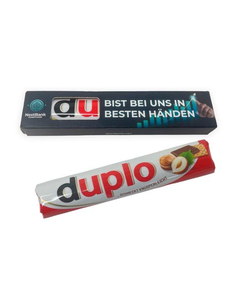 duplo Riegel im Werbeschuber mit Werbedruck