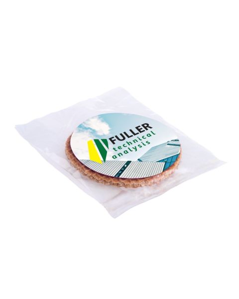 Syrup waffle in flow pack with promotional label