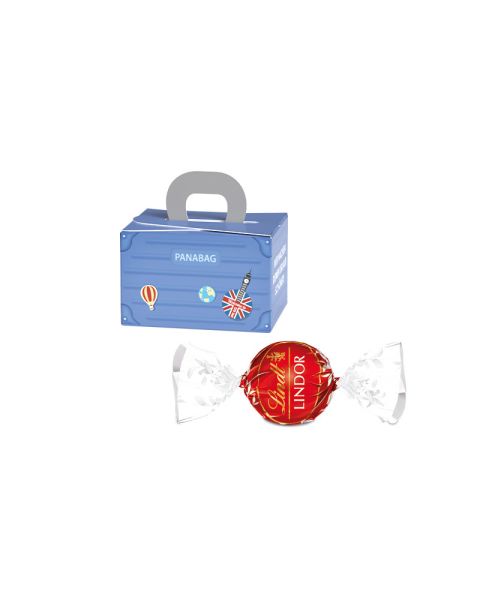 Lindt LINDOR Milchkugel in Geschenkbox Koffer und Werbedruck