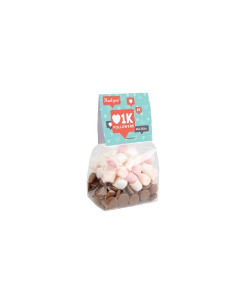 Do it yourself hot chocolate in stand-up pouches with promotional label