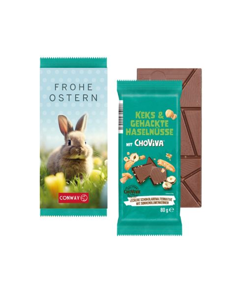 80 g Tafel ChoViva Schokoladenalternative in einem individuell bedruckbaren Werbeschuber