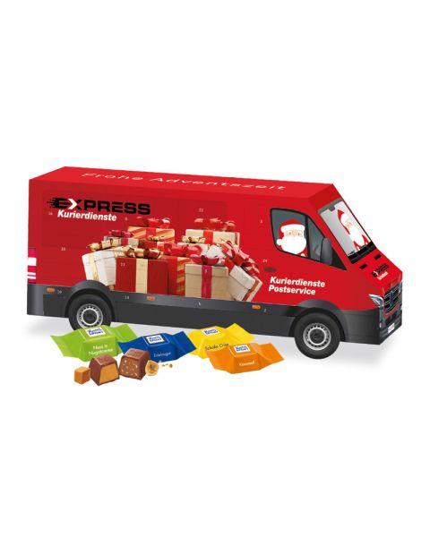 3D Adventskalender Transporter Ritter SPORT Schokowürfel und Werbedruck
