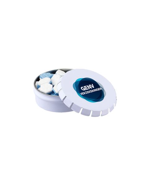 Mini click-clack tin with Sportlife mints and logo print