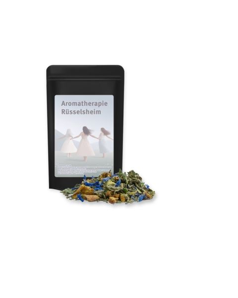 15 g Kräutertee Harmonie im schwarzen Mini Doypack mit Werbeetikett