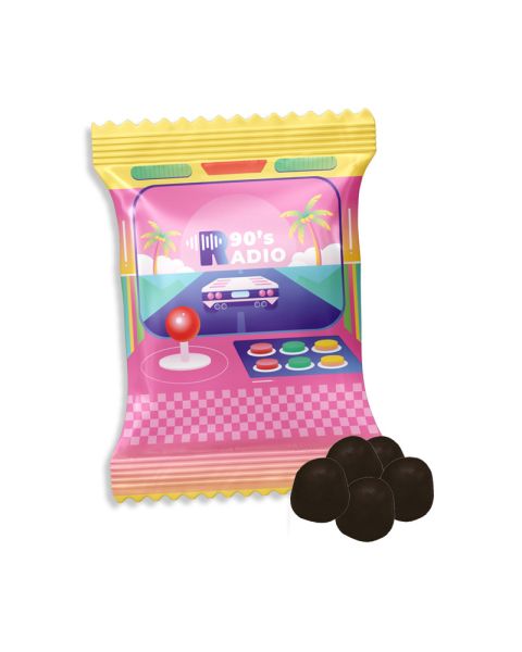 10 g HARIBO Dragibus Fruchtgummi in Schwarz im Werbetütchen mit Logodruck