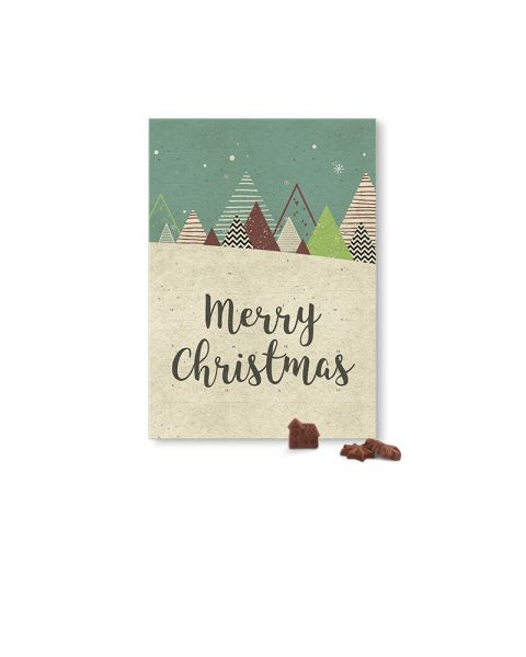 Wall Advent calendar Classic portrait format grass paper with chocolate bars and advertising print