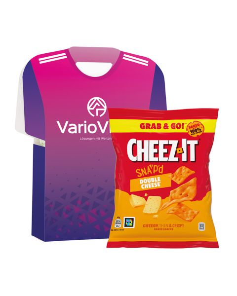 Trikotbox mit Cheez-It Double Cheese und einem individuellen Komplettdruck