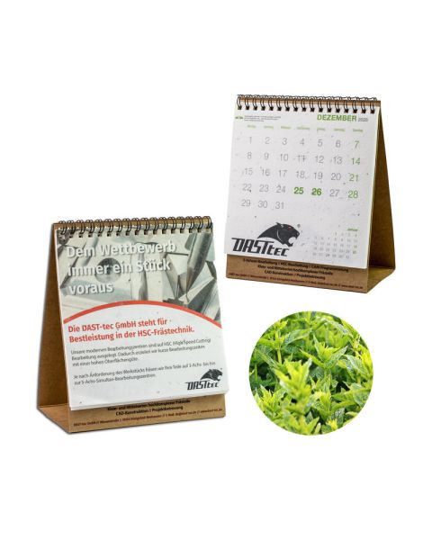 Minze Samenpapier-Tischkalender - Weihnachten mit Werbeanbringung