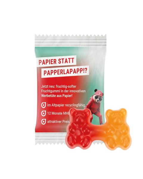 Team Gummibärchen im Werbetütchen aus recyclingfähigen Papier