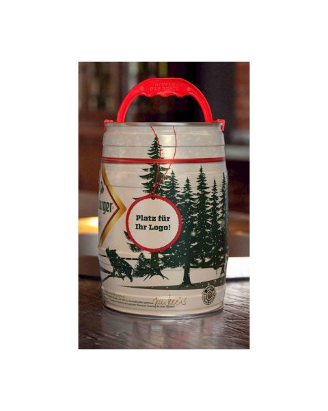 5 litres of beer in a winter keg with your company logo