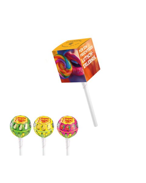 Lolly Box mit Chupa Chups Kugel Lolly Sour mit Werbedruck