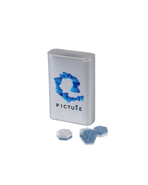 16 g zuckerfreie Sportlife Mints in Pocketdose mit Logodruck