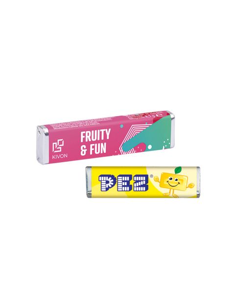 PEZ lemon candy bar with promotional sleeve
