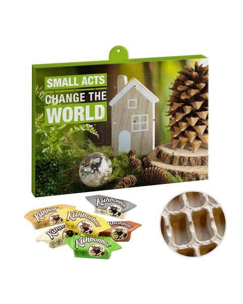 Eco wall advent calendar with cow sweets and all-round print