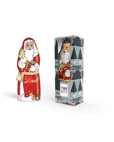 70 g Lindt Santa Claus in window box with customised print