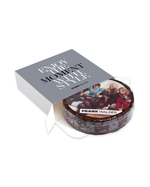 Runde Design-Schokoladentorte in bedruckter Aktionsbox