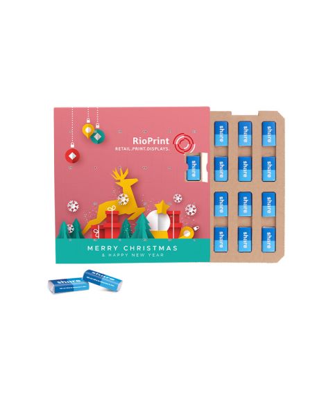 Advertising Advent calendar ECO with paper inlay and share chocolate bars