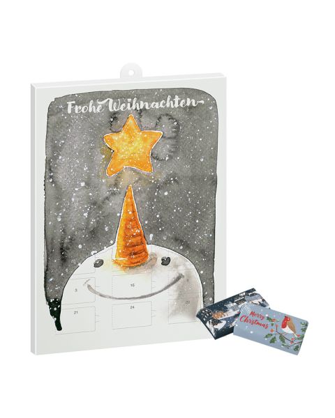 Adventskalender Vollmilchschokoladen-Naps mit Wellpappen-Inlay und Werbedruck