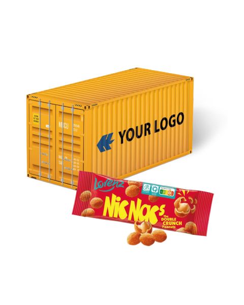 3D Präsent Container mit Lorenz Nic Nac's und Werbedruck