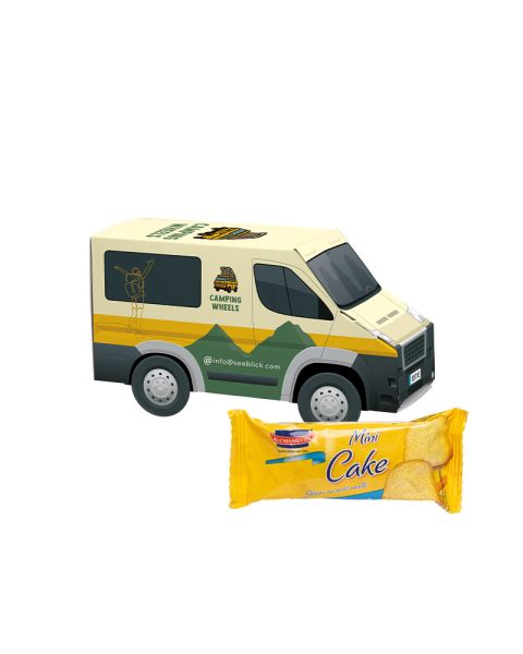 3D gift transporter KuchenMeister sponge cake with advertising print