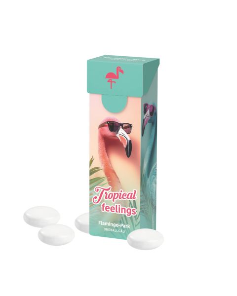 mentos Kaudragee Mint in der Slim Box mit Werbedruck