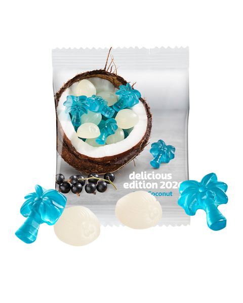 20 g Blue Coconut Fruchtgummi im Werbetütchen mit Werbedruck