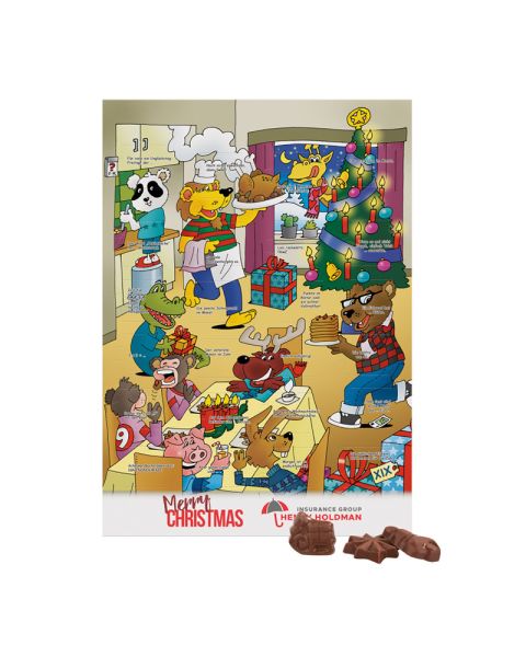 Wall Advent calendar, portrait format, grass paper with puzzle motif and advertising print