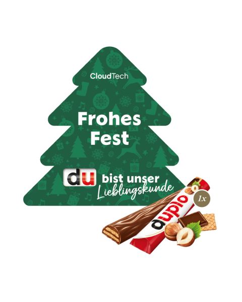 Werbekarte Weihnachtsbaum mit duplo und Werbedruck