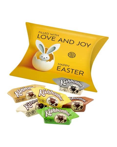 Cow sweets in customisable pillow packaging