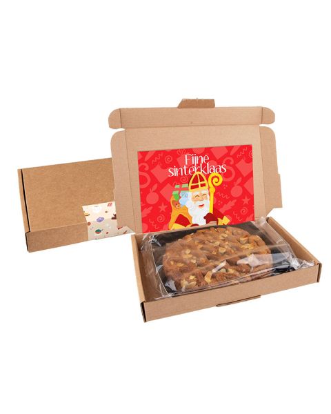 Weihnachtsmailing mit einem Spekulatiuskuchen und doppelseitig bedruckter Weihnachtskarte