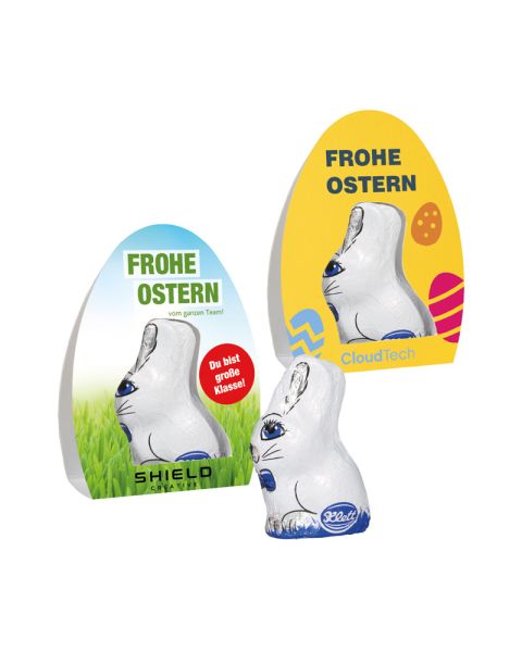 12,5 g Klett Osterhase Im Osteraufsteller mit Werbedruck