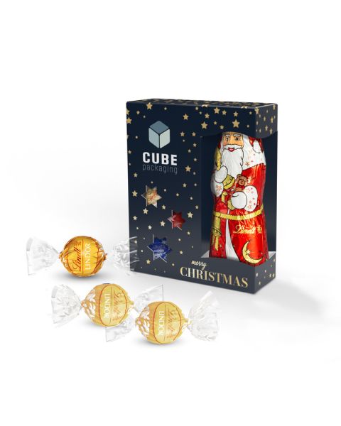 St. Nicholas Mix Lindor balls, white, in high-quality presentation box with promotional print