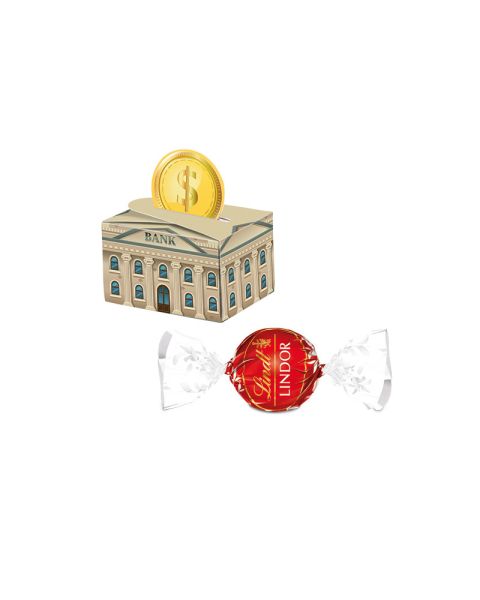 Lindt LINDOR Milchkugel in Geschenkbox mit runder Fläche und Werbedruck