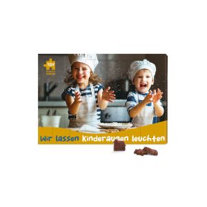 70 g Adventskalender Querformat mit Friedel Schokoladentäfelchen und Werbedruck