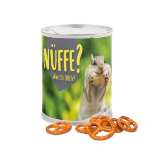Salzbrenzeln in Snack Dose mit Werbe-Papieretikett