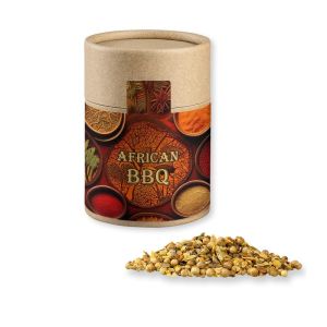 Gewürzmischung African BBQ in Kraftpapierdose Midi mit Werbebanderole