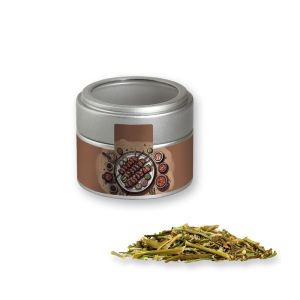 BBQ Kräuter Rub in silbener Mini Metalldose mit Sichtfenster und Werbebanderole