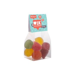 100 g Fruchtgummi mit Zucker in Standbodenbeutel mit Werbereiter