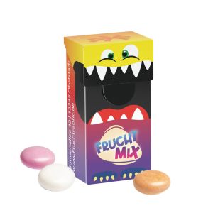 19 g mentos Kaudragee Fruit in der Mini Slim Box mit Werbedruck