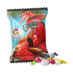 160 g Tropical Mix Bonbons im großen Werbetütchen mit Werbedruck
