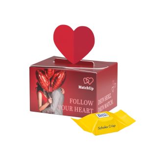Ritter SPORT Schokowürfel Schoko Crisp in Geschenkbox Herz und Werbedruck