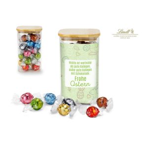 Präsent Lindor Team Glas Frohe Ostern mit 35 Lindt Lindorkugeln