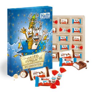 130 g Adventskalender mit Kinder-Mischung mit Papierfaser-Inlay und mit rundum Werbedruck