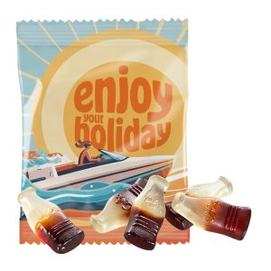 18 g Fruchtgummi Cola-Fläschchen im Werbetütchen mit Werbedruck
